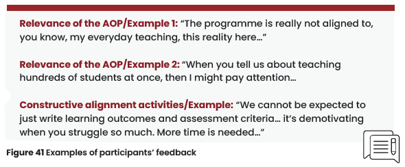 examples of participants feedback