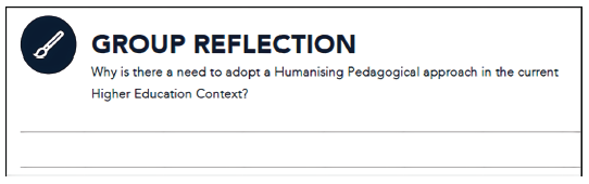 This is an image of the group reflection activity