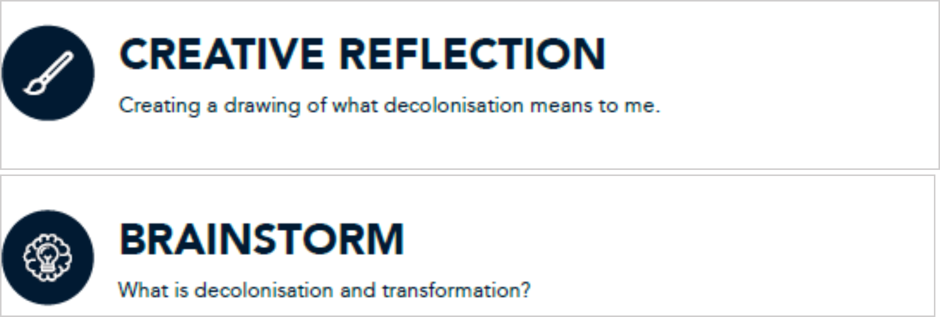 This is an image displaying the creative reflection and brainstorming questions