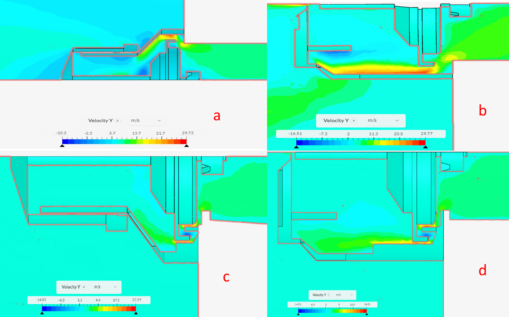 Figure 7: Ambu and CATPUL PEEP valve velocity contours