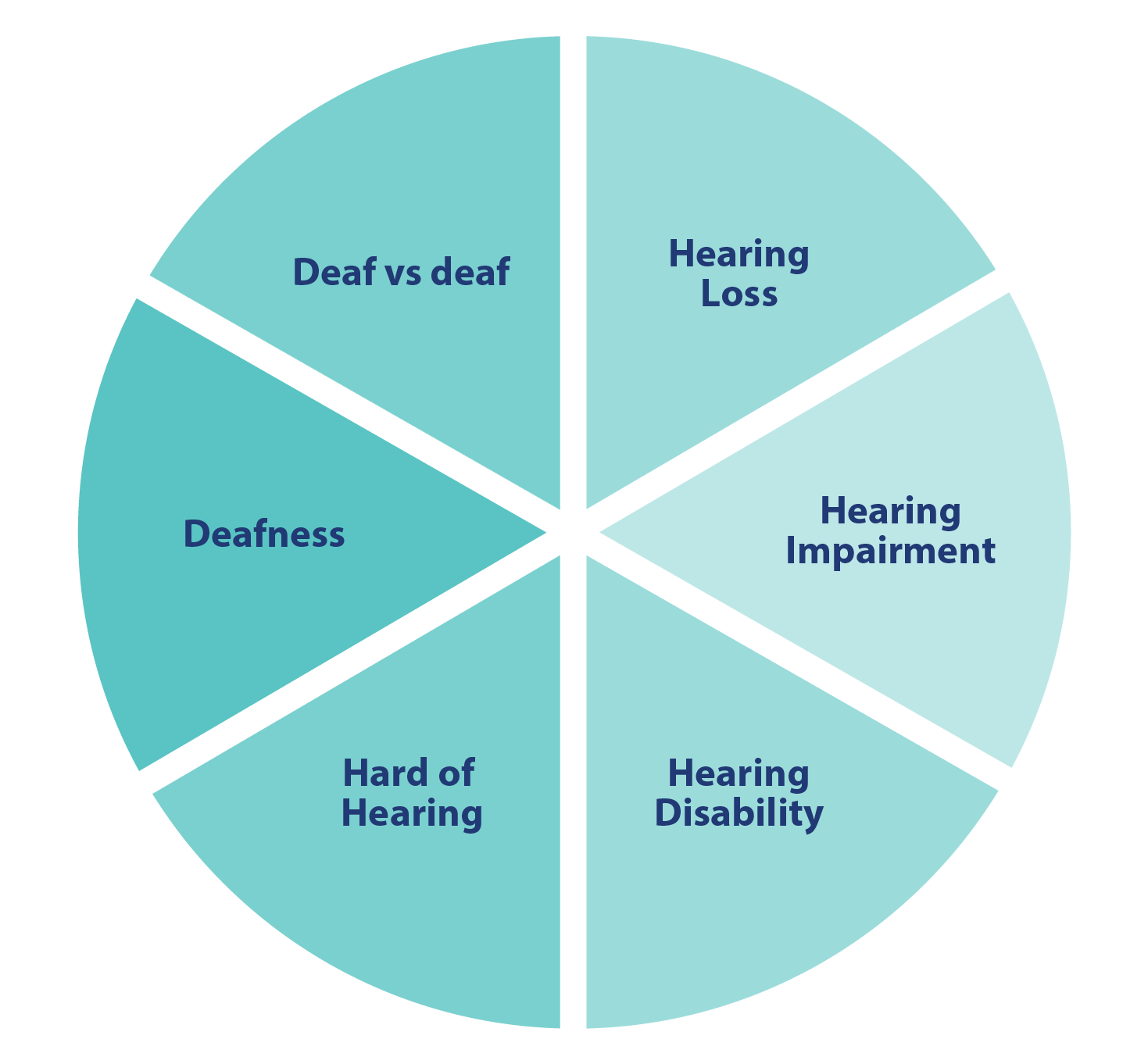 this image shows the varying terminology used around hearing loss