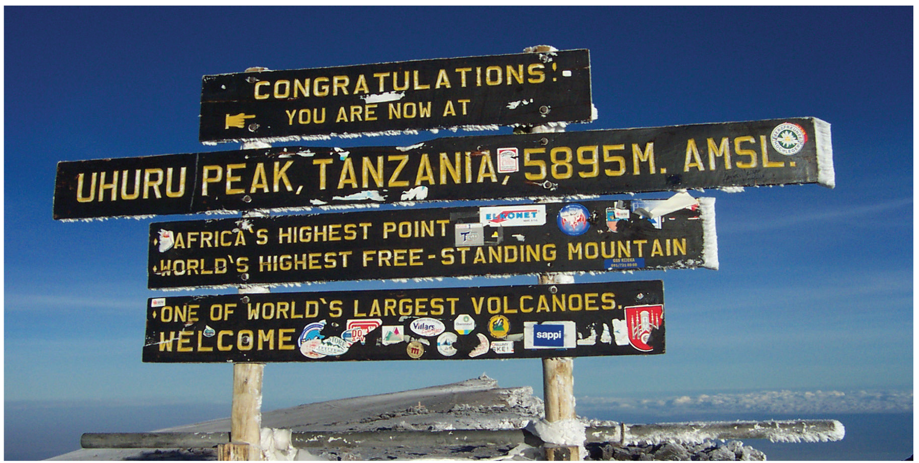 image of sign displayed at Uhuru Peak